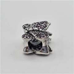 Pandora S925 ALE Sterling Silver Dazzling Pink CZ Butterfly Charm 797882NCCMX